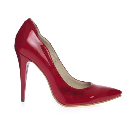Pantofi stileto din piele naturala - ROSU LAC-113 RL