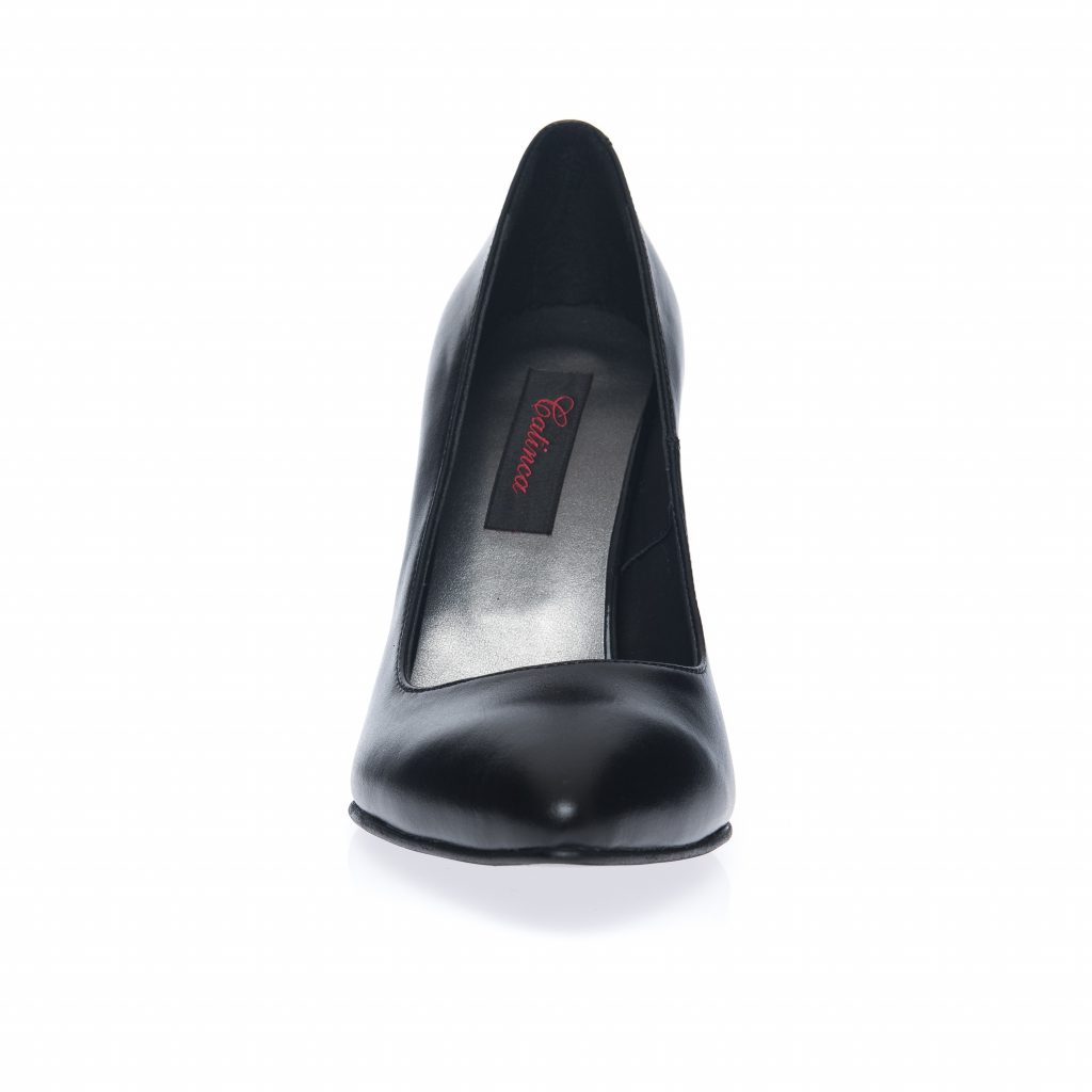 Pantofi stileto din piele naturala - NEGRU BOX - 2691 NB