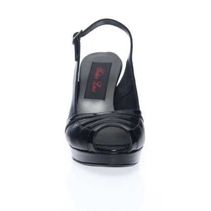 Sandale Dama din Piele Naturala - NEGRU BOX + LAC - 025 NB