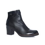Ghete Dama din Piele Naturala - Negru Box + Croco - 80 NBC