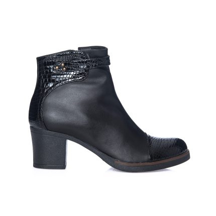 Ghete Dama din Piele Naturala - Negru Box + Croco - 80 NBC