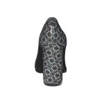 Pantofi dama din piele naturala - Negru antilopa imprimeu flori - 2692 NAF
