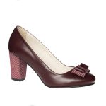 Pantofi dama din piele naturala - Bordo cu buline - R5 BB