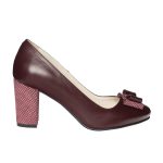 Pantofi dama din piele naturala - Bordo cu buline - R5 BB