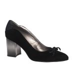 Pantofi dama din piele naturala - Negru Antilopa cu buline - R10 NAB