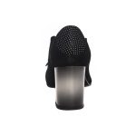 Pantofi dama din piele naturala - Negru Antilopa cu buline - R10 NAB