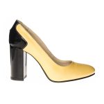 Pantofi dama din piele naturala - Galben cu negru lac - 112 GNL