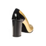 Pantofi dama din piele naturala - Galben cu negru lac - 112 GNL