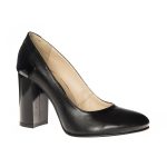 Pantofi dama din piele naturala - Negru cu lac negru - 112 NLN