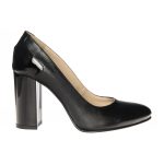 Pantofi dama din piele naturala - Negru cu lac negru - 112 NLN