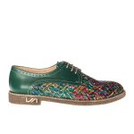 Pantofi dama din piele naturala - Verde Multicolor - G10 VM