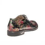 Pantofi dama din piele naturala - Negru imprimeu Flori - G10 NIF
