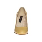 Pantofi dama din piele naturala - Galben cu toc multicolor- 112 GM