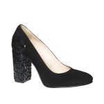 Pantofi dama din piele naturala - Negru antilopa cu imprimeu - 112 NAI