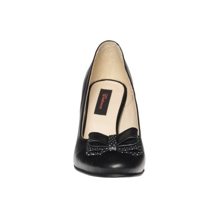 Pantofi dama din piele naturala - Negru cu buline - R5 NB