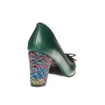 Pantofi dama din piele naturala - Verde toc model asimetric - R5 VMA