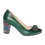 Pantofi dama din piele naturala - Verde toc model asimetric - R5 VMA