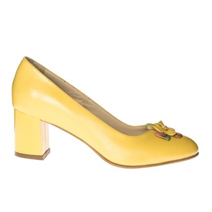 Pantofi dama din piele naturala - Galben - R6 G