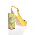 Sandale dama din piele naturala - Galben cu toc multicolor - 269 GM