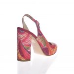 Sandale dama din piele naturala - Rosu mozaic cu toc multicolor - 269 RMZ