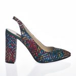 Sandale dama din piele naturala - Mozaic cu toc multicolor - 269 MZ