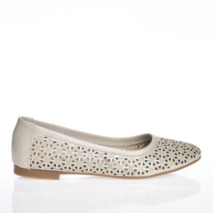 Balerini dama din piele naturala - Bej - BL 4 B