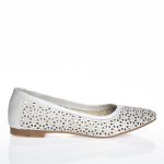 Balerini dama din piele naturala - Alb - BL 4 A