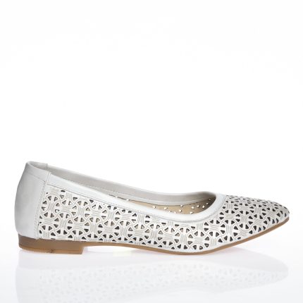 Balerini dama din piele naturala - Alb - BL 4 A