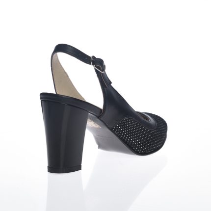 Sandale dama din piele naturala - Negru Box cu Buline - D23 NBB