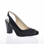 Sandale dama din piele naturala - Negru Box cu Buline - D23 NBB