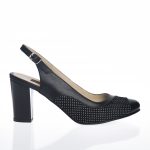 Sandale dama din piele naturala - Negru Box cu Buline - D23 NBB