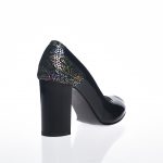 Pantofi dama din piele naturala - Negru lac cu imprimeu - F26 NLI