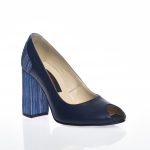 Pantofi dama din piele naturala - Bleumarin cu imprimeu - F26 BI