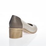 Pantofi dama din piele naturala - Bej cu Gri - T2 BG