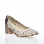 Pantofi dama din piele naturala - Bej cu Gri - T2 BG