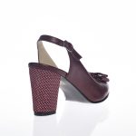 Sandale dama din piele naturala - Bordo cu buline - V5 BB