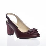 Sandale dama din piele naturala - Bordo cu buline - V5 BB