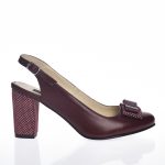 Sandale dama din piele naturala - Bordo cu buline - V5 BB
