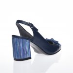 Sandale dama din piele naturala - Bleumarin toc multicolor - V7 BM