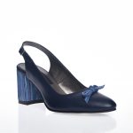 Sandale dama din piele naturala - Bleumarin toc multicolor - V7 BM