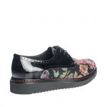 Pantofi dama din piele naturala - Negru Lac Mozaic Flori- G10 NLMF