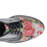 Pantofi dama din piele naturala - Negru Lac Mozaic Flori- G10 NLMF