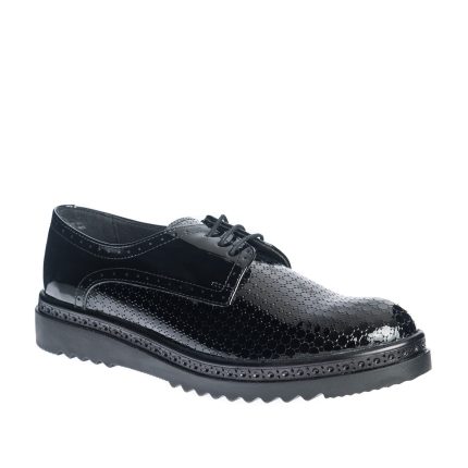 Pantofi dama din piele naturala - Negru Lac Solzi - G10 NLS