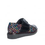Pantofi dama din piele naturala - Negru Box Patratele Colorate - G26 NBPC