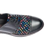 Pantofi dama din piele naturala - Negru Box Patratele Colorate - G26 NBPC