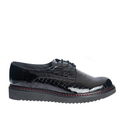 Pantofi dama din piele naturala - Negru Croco - G33 NC