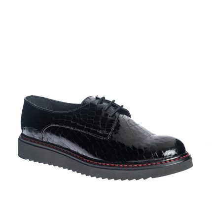 Pantofi dama din piele naturala - Negru Croco - G33 NC