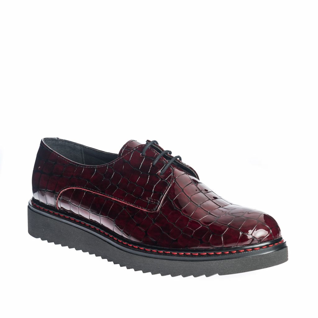 Pantofi dama din piele naturala - Bordo Croco - G33 BC