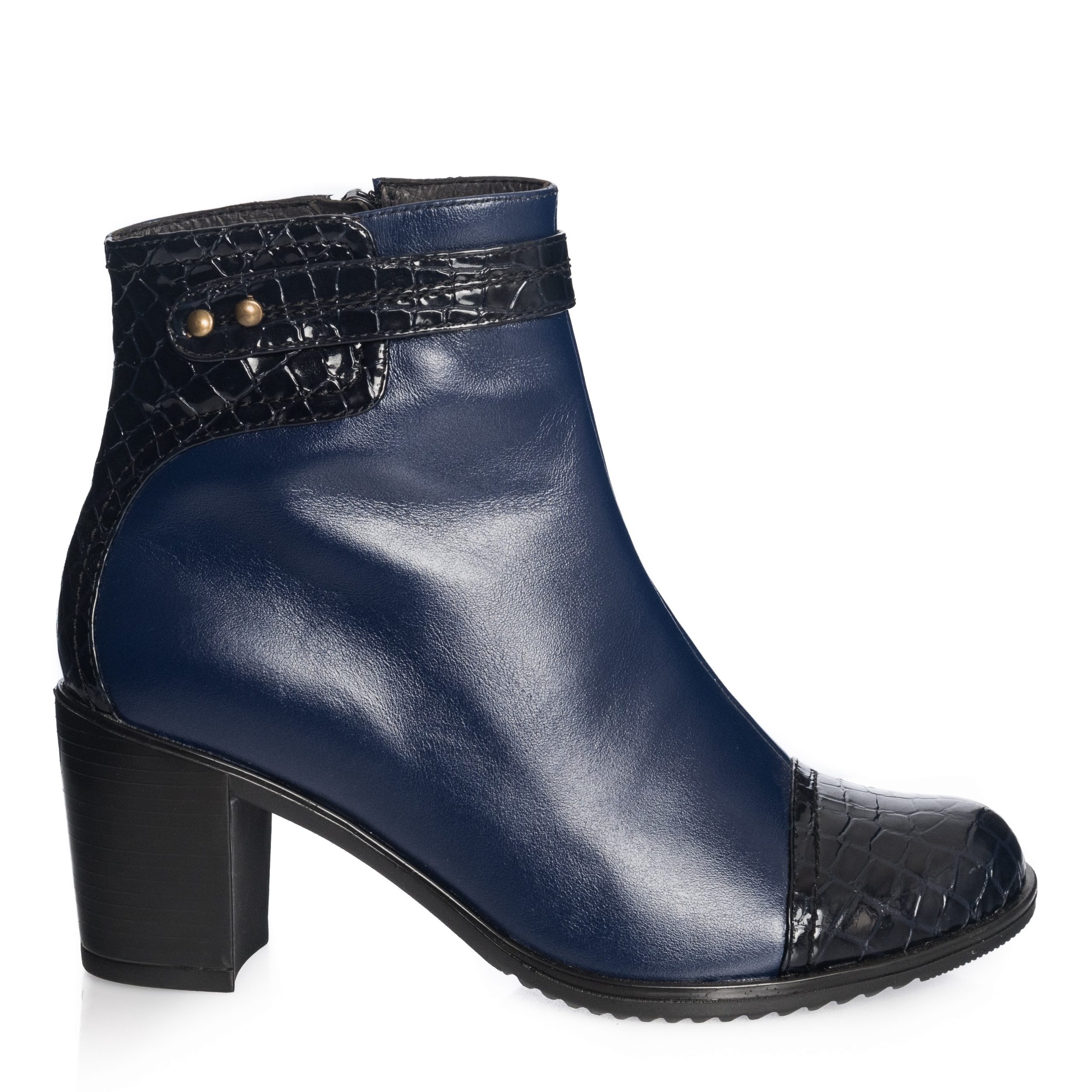 Ghete dama din piele naturala - Blu Box + Negru Croco - 80 BBNC Ghete dama din piele naturala - Blu Box + Negru Croco - 80 BBNC