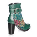Ghete dama din piele naturala - Verde Box + Mozaic - GX25 VBM
